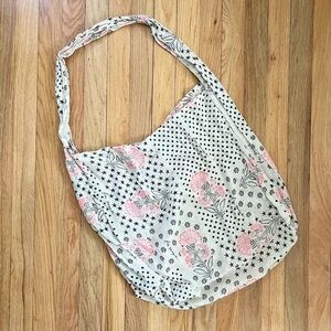 Free People Pink and Black Floral Shoulder Bag